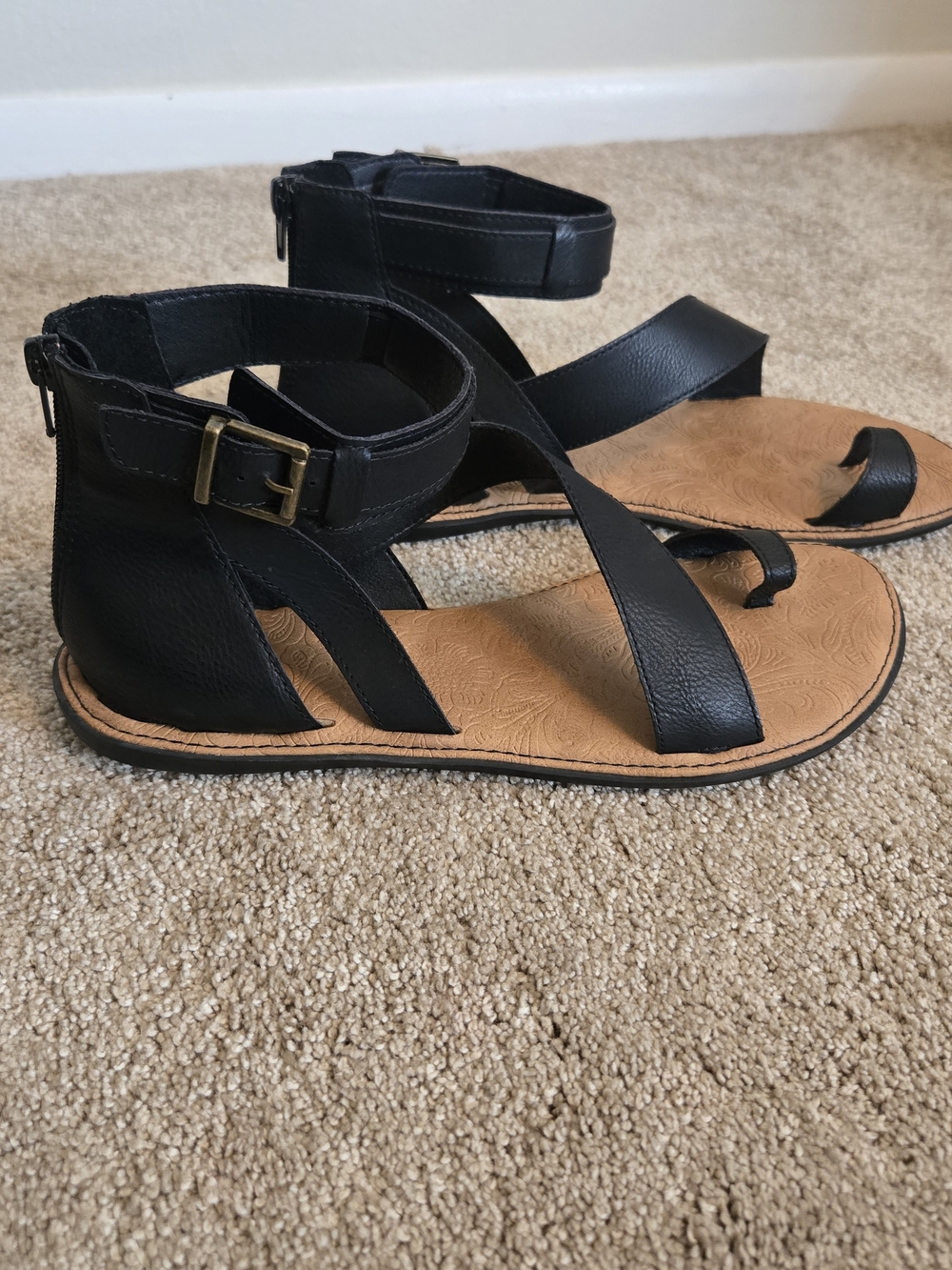 B.O.C. Black Strappy Maci Zipper Sandal
